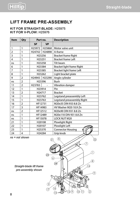 Plow stand preassembly Left