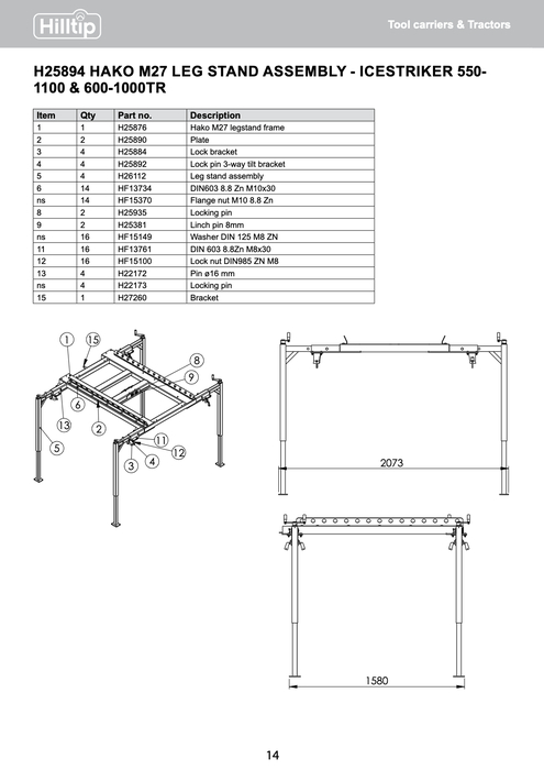 Hako M27 Legstand mount frame