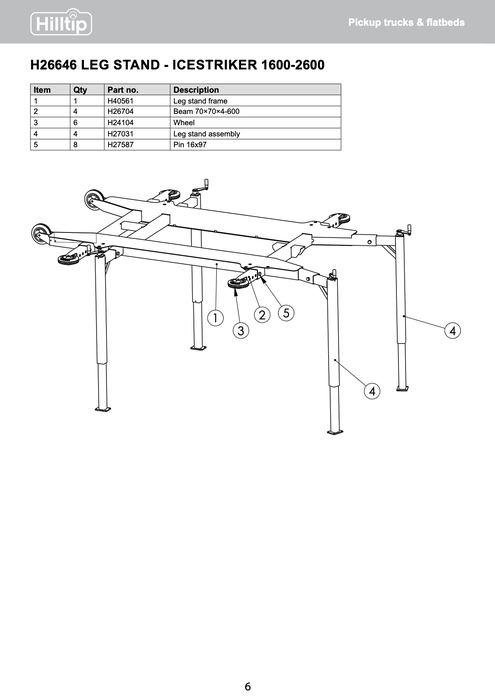 Leg stand for IceStriker 1600-2600