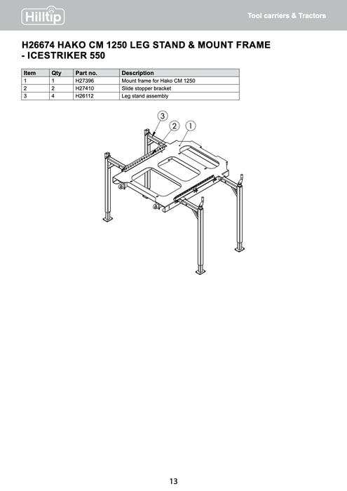 HAKO CM 1250 Spraystriker mount frame (500L)