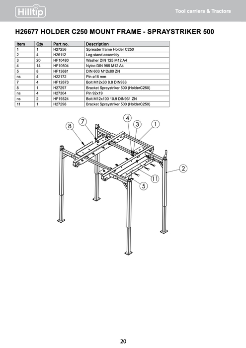 HOLDER C250 Legstand mount frame (SS500)