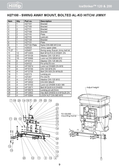 Abschwenkbare Halterung verschraubt, AL-KO/ Jimny