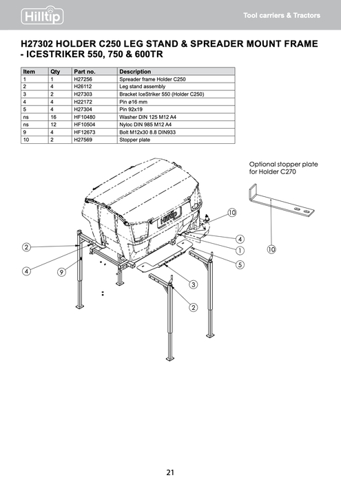 HOLDER C250 Abstellsystem & Montagerahmen IceStriker 550,750 & 600 TR