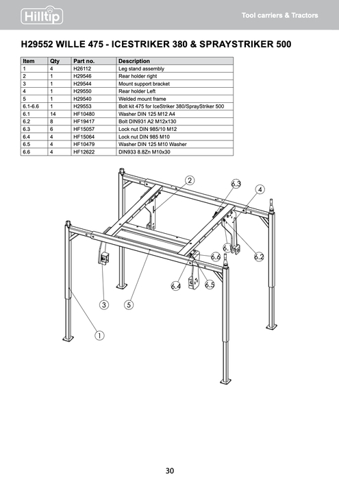 Wille 475 Legstand mount frame (380)