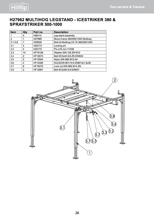 MULTIHOG CX75 Legstand mount frame