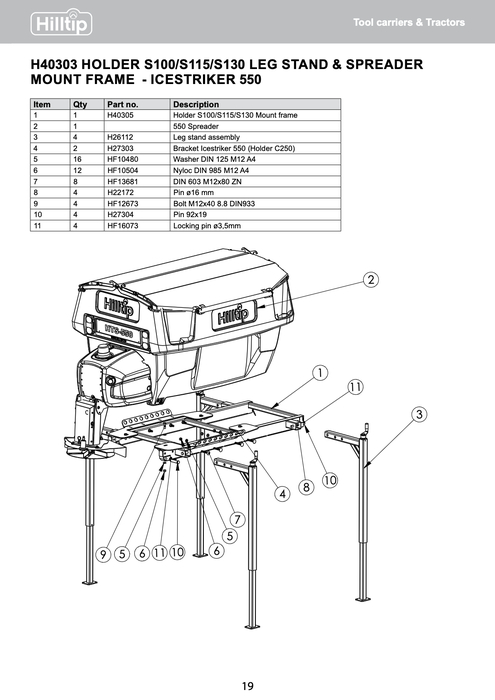 Holder S100/S115/S130 Legstand mount frame (550)