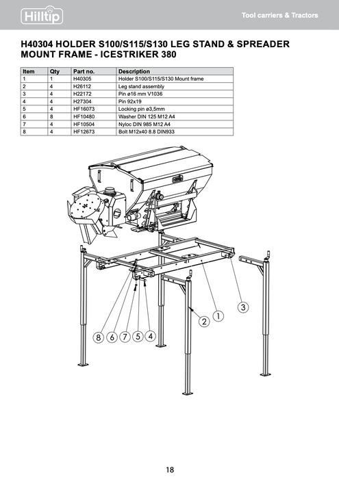 Holder S100/S115/S130 Legstand mount frame (380)