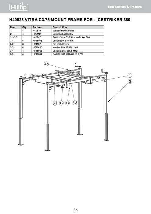 Vitra C3.75 Legstand mount frame (380)