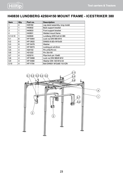 Lundberg 4250 Legstand mount frame