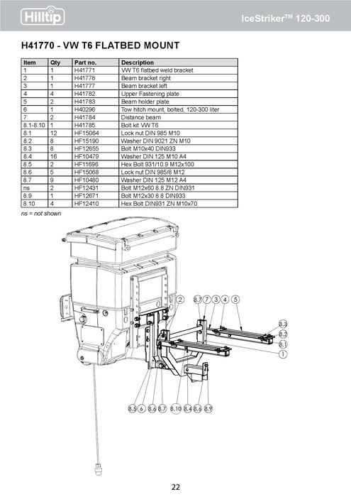 VW T6 Pritschenhalterung, 120-200L